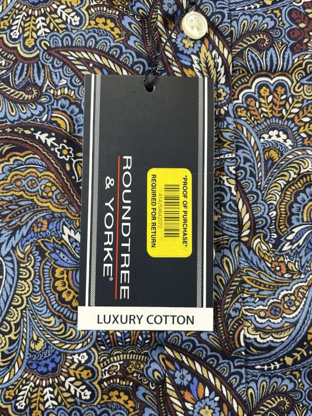 Roundtree & Yorke Luxury Cotton Paisley Blue Button Down Shirt Men's 3XB NWT - Picture 4 of 9